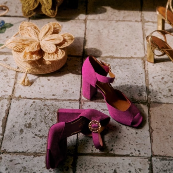 Sezane Pink Block Heel Shoes - Picture 4 of 6
